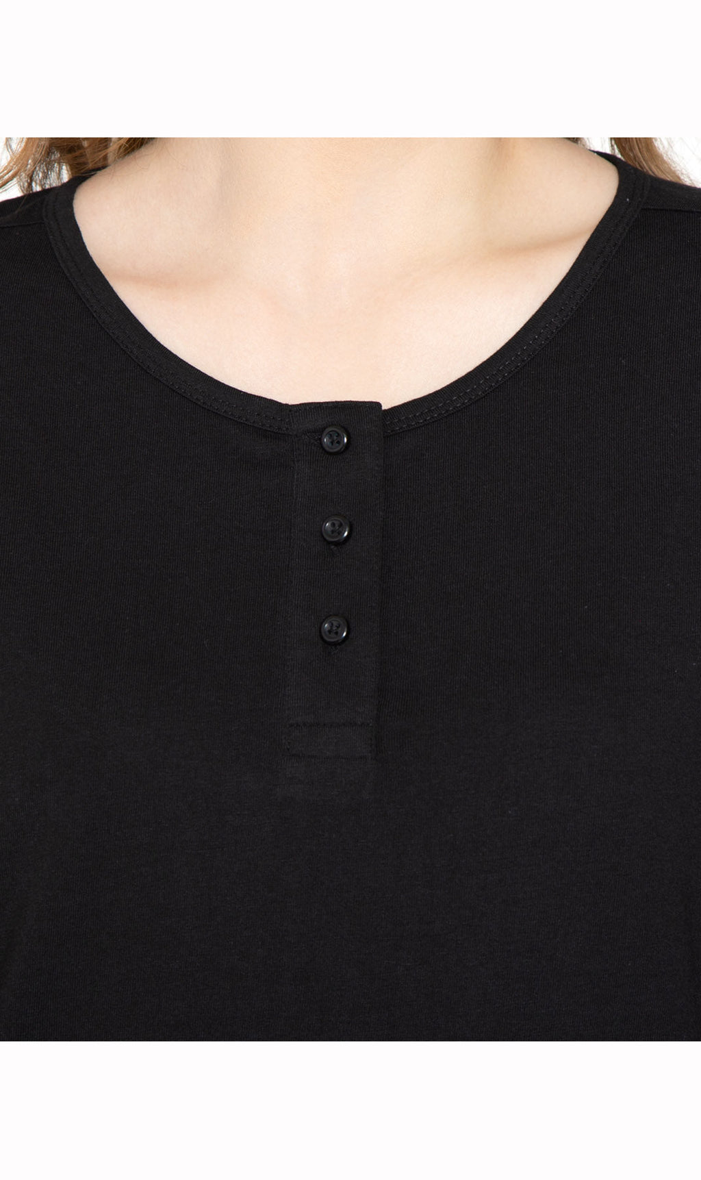 Women's 3/4 Sleeve Henley Top with Button Placket