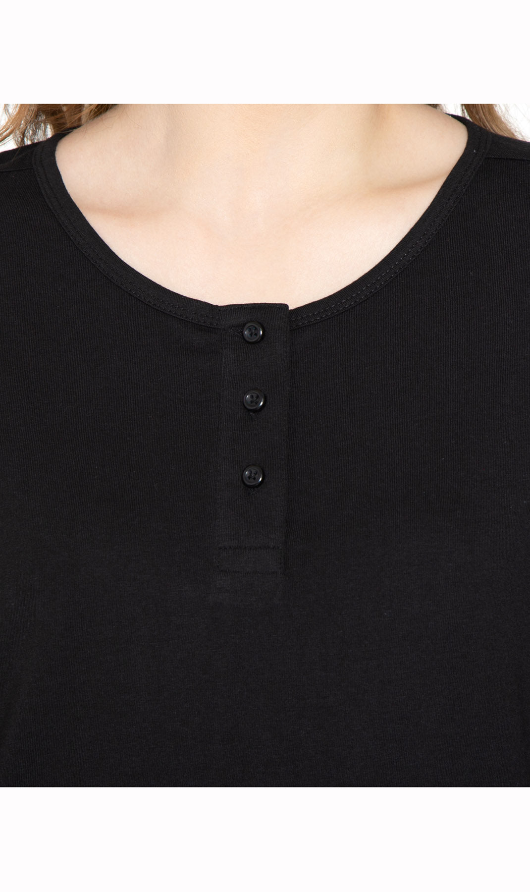 Women's 3/4 Sleeve Henley Top with Button Placket