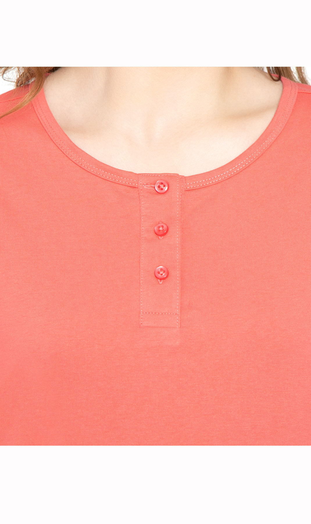 Women's 3/4 Sleeve Henley Top with Button Placket