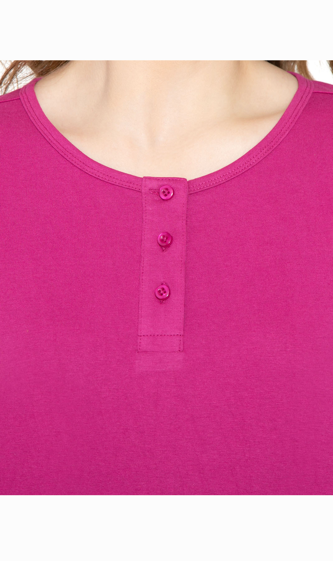 Women's 3/4 Sleeve Henley Top with Button Placket