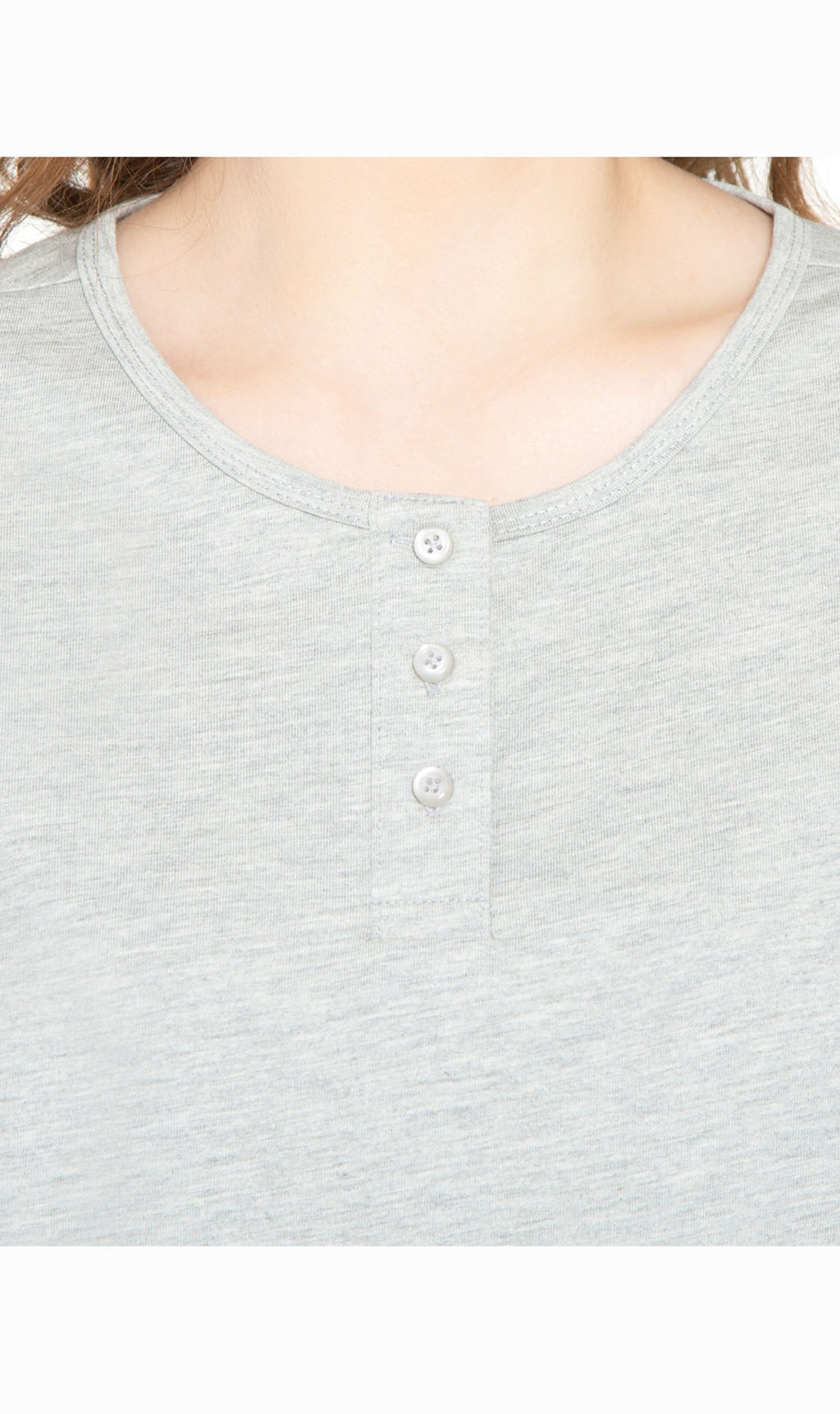 Women's 3/4 Sleeve Henley Top with Button Placket