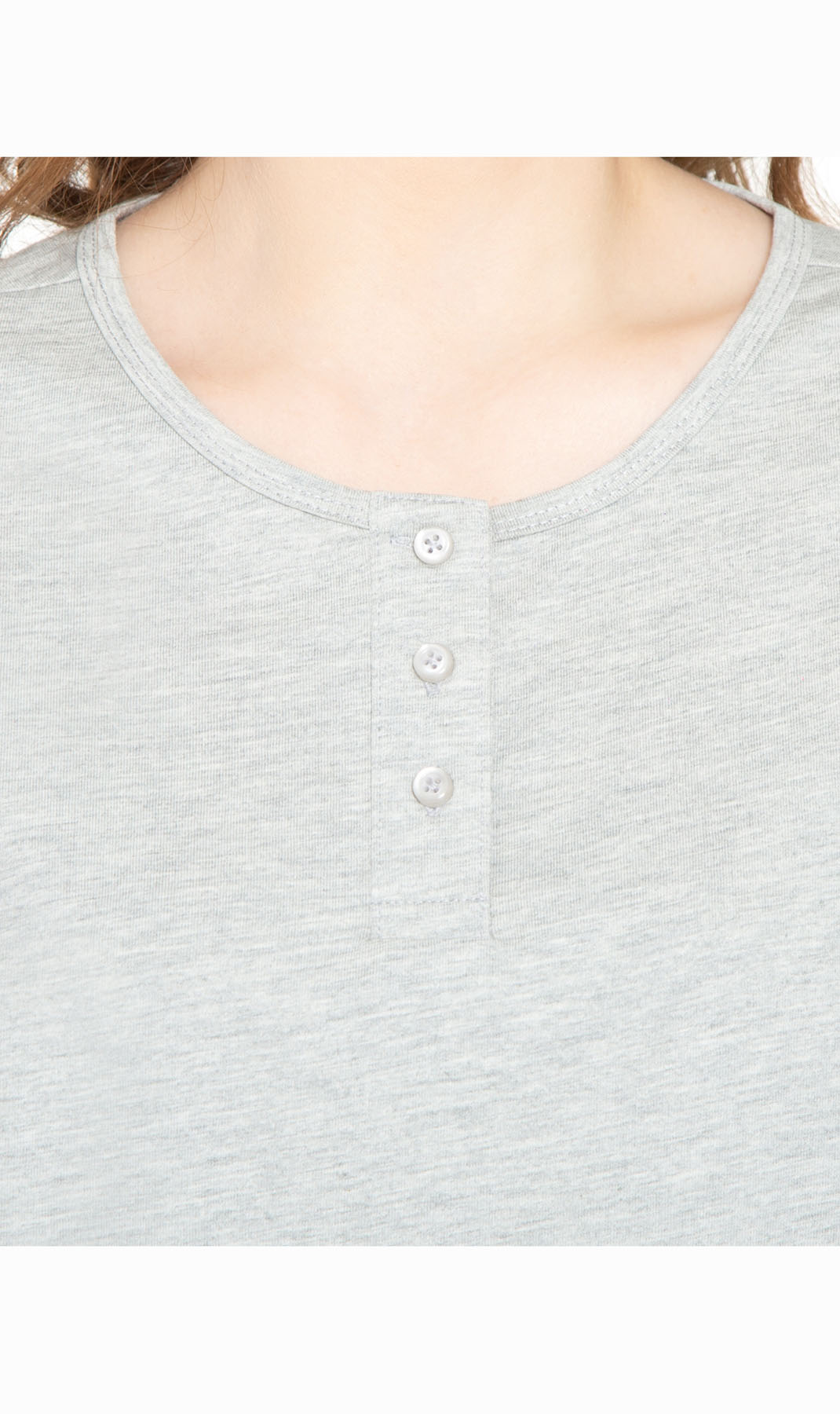 Women's 3/4 Sleeve Henley Top with Button Placket
