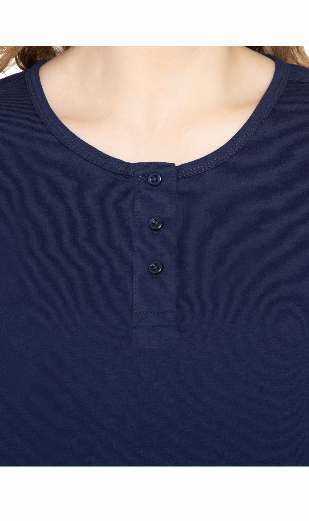 Women's 3/4 Sleeve Henley Top with Button Placket