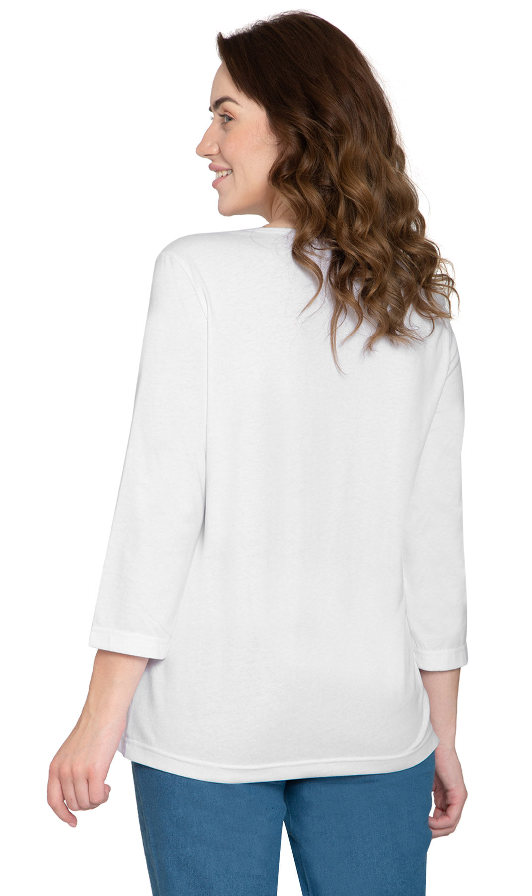 Women's 3/4 Sleeve Henley Top with Button Placket