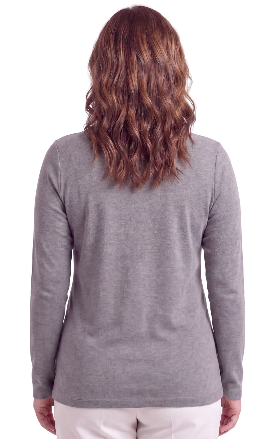 Women's Long Sleeve Mock Neck Top in Black White and Pink
