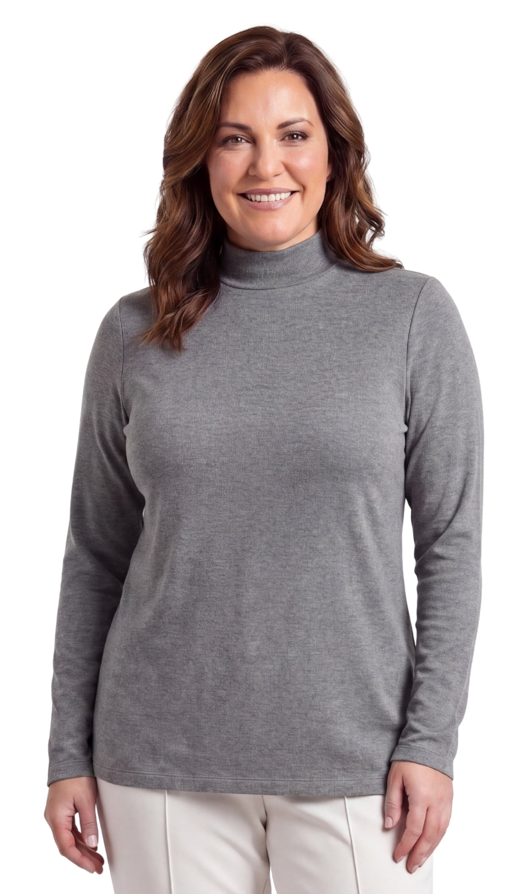Women's Long Sleeve Mock Neck Top in Black White and Pink