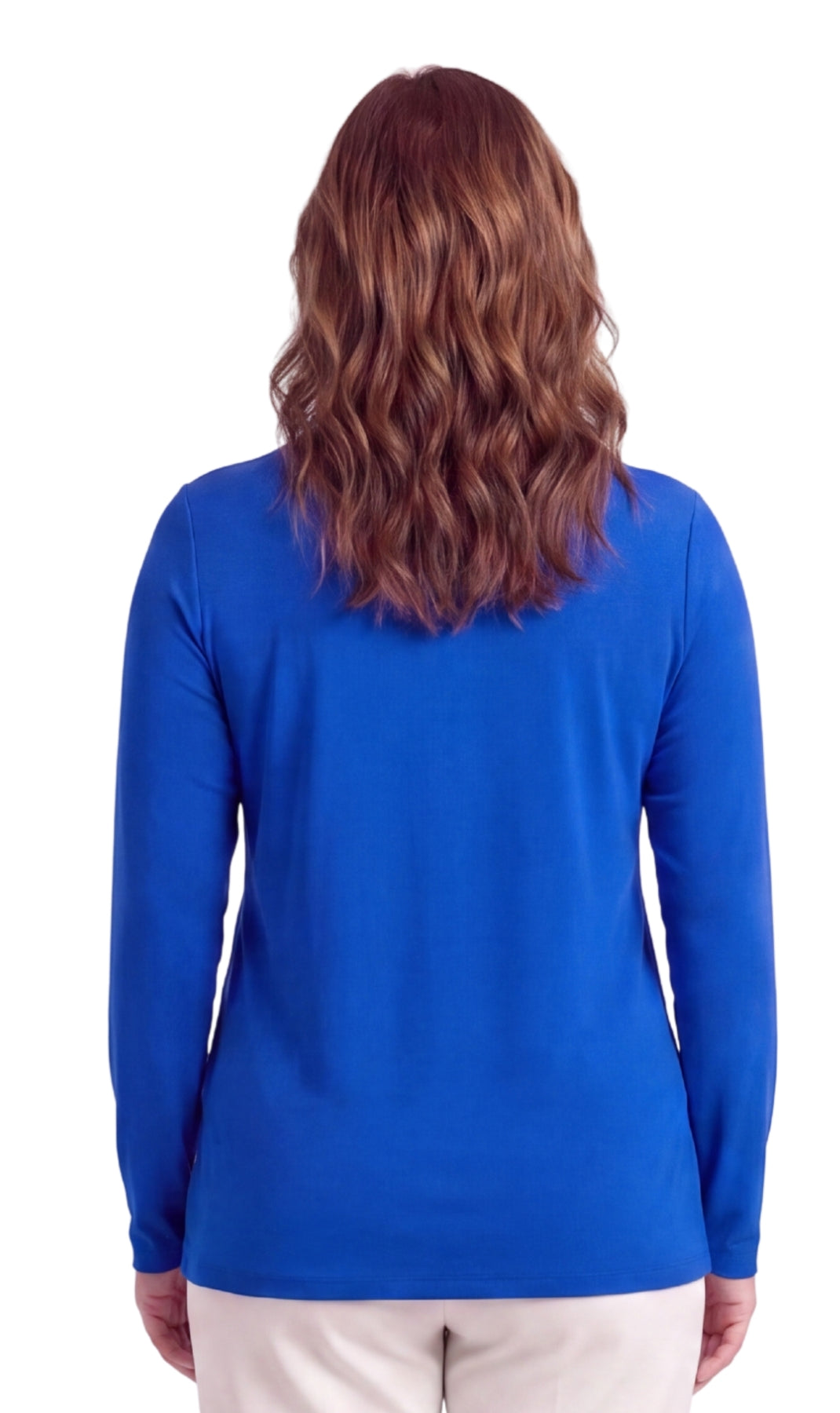 Women's Long Sleeve Mock Neck Top in Black White and Pink