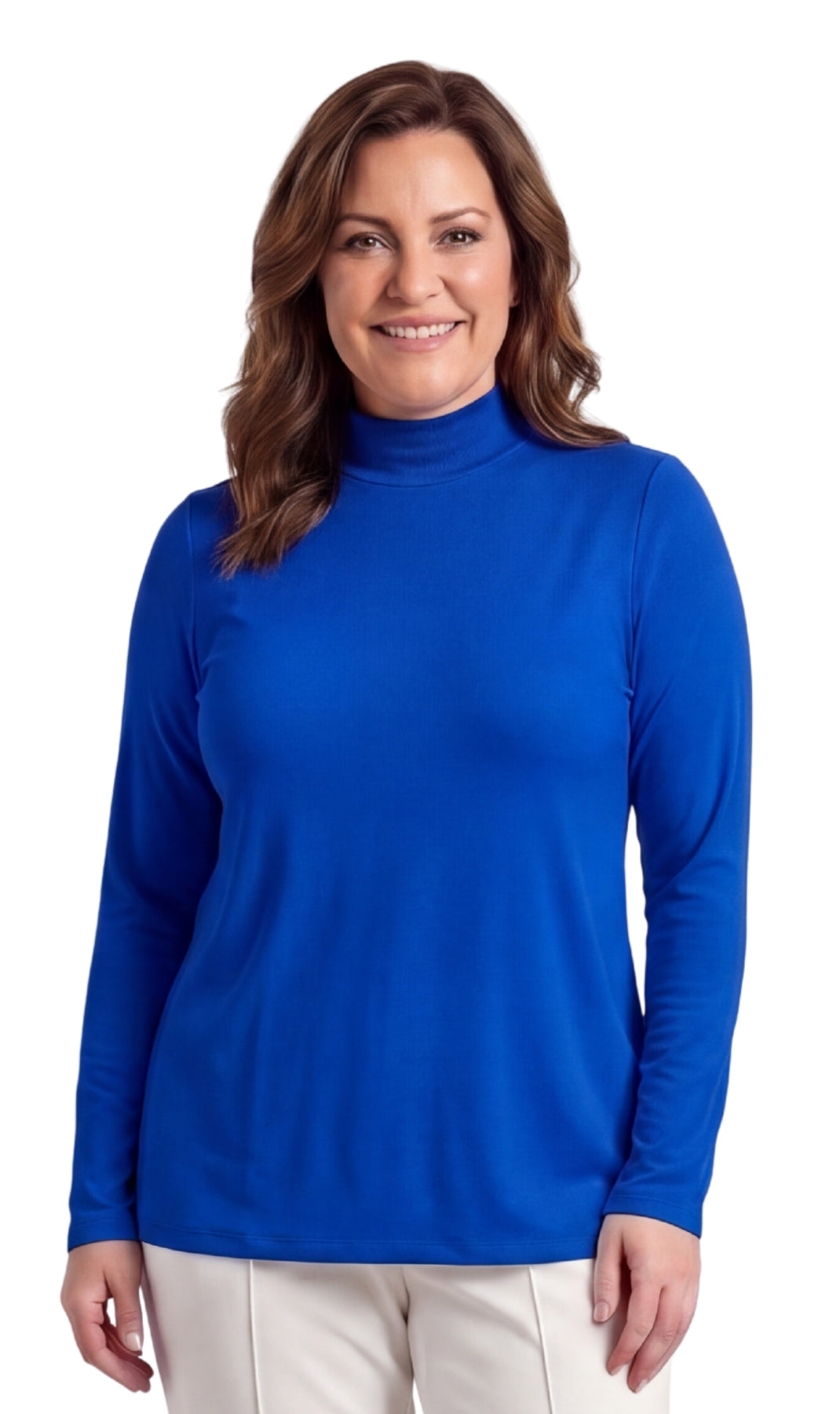Women's Long Sleeve Mock Neck Top in Black White and Pink