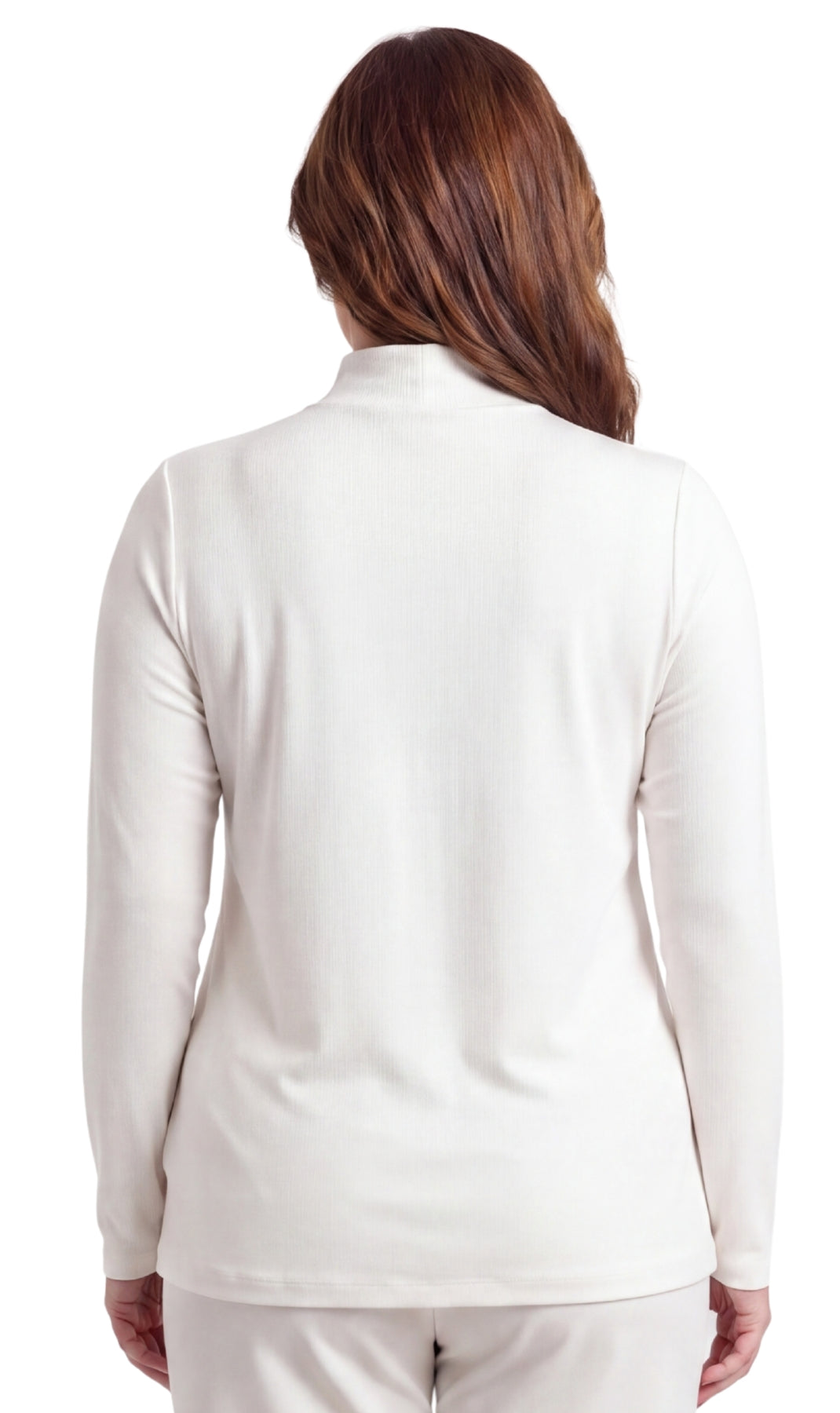 Women's Long Sleeve Mock Neck Top in Black White and Pink