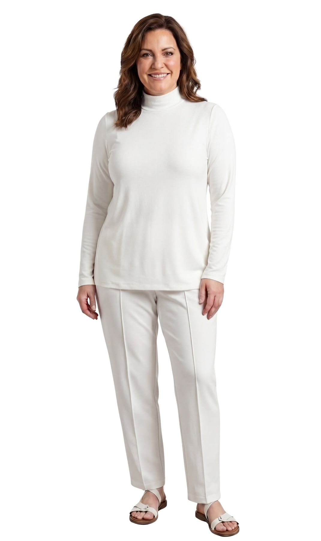 Women's Long Sleeve Mock Neck Top in Black White and Pink
