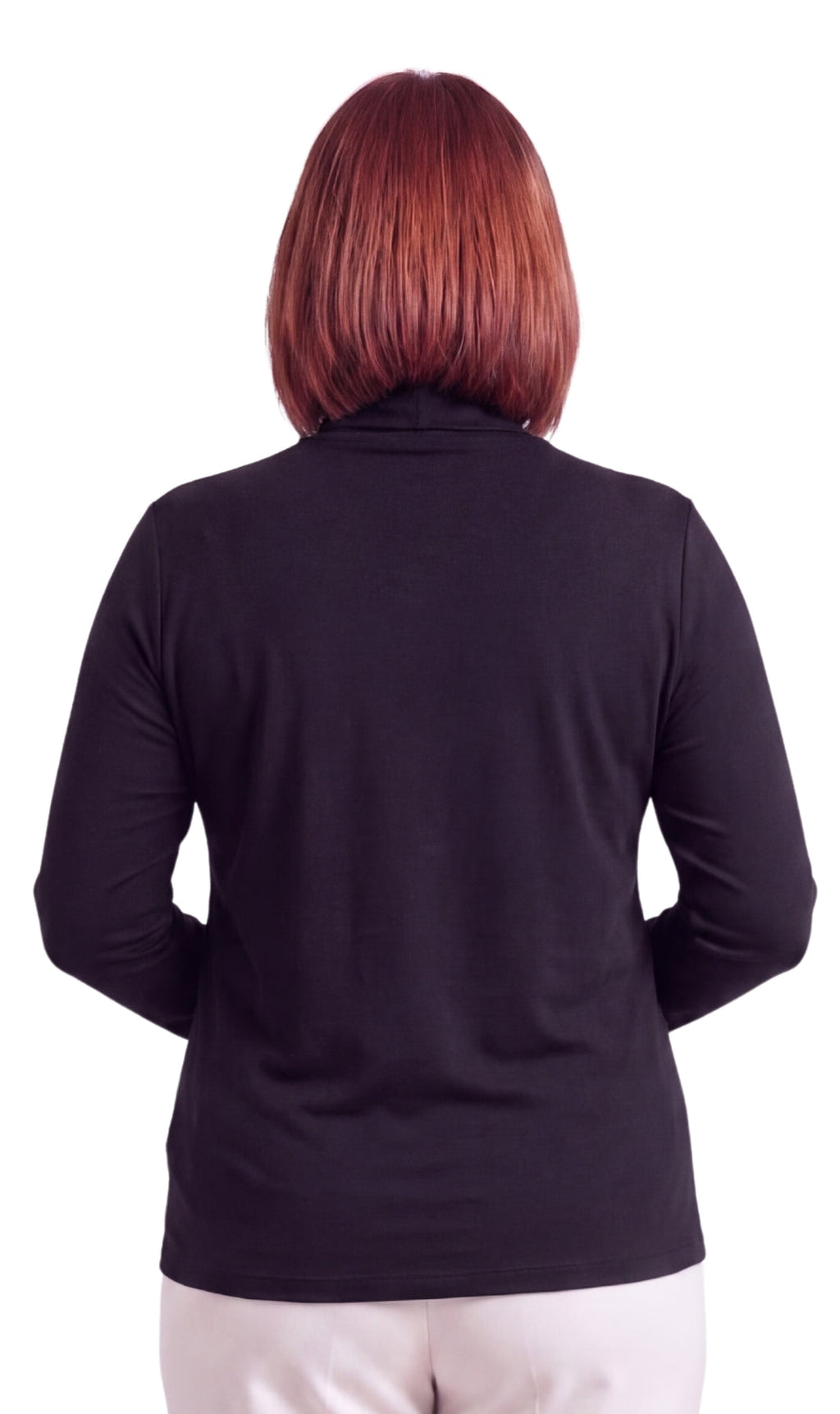 Women's Relaxed Fit Long Sleeve Ribbed Turtleneck Knit Top