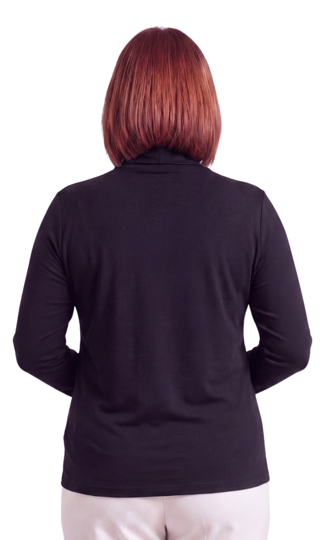 Women's Relaxed Fit Long Sleeve Ribbed Turtleneck Knit Top