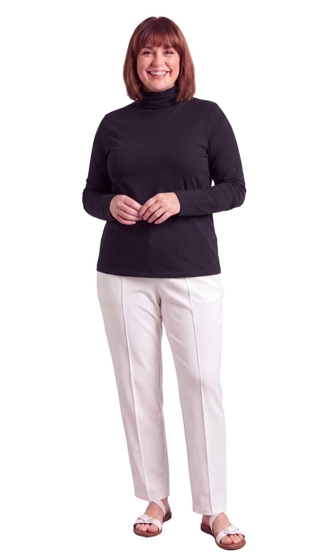 Women's Relaxed Fit Long Sleeve Ribbed Turtleneck Knit Top