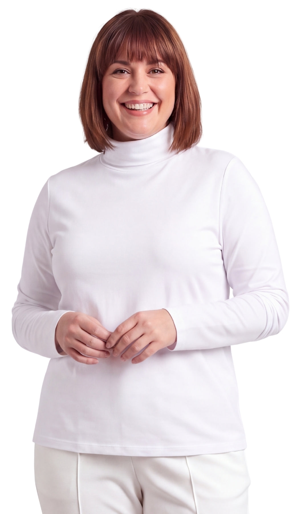 Women's Relaxed Fit Long Sleeve Ribbed Turtleneck Knit Top