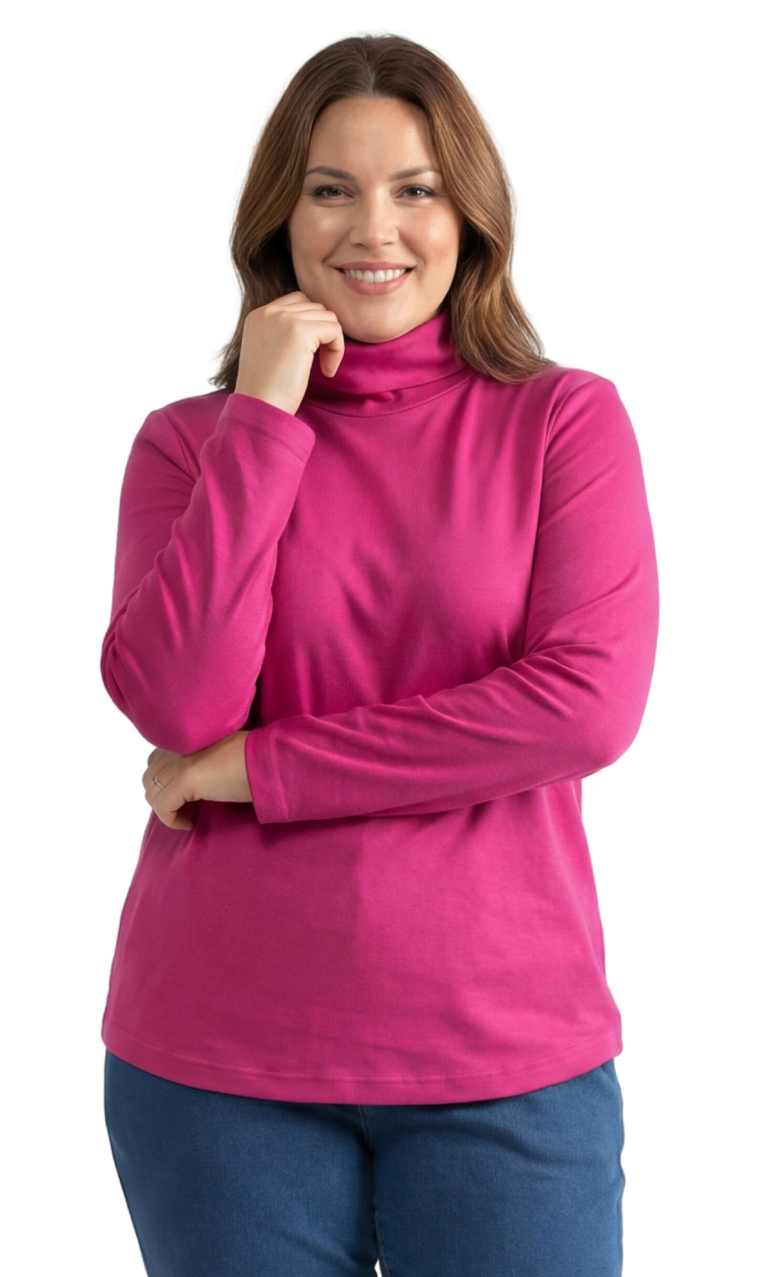 Women's Relaxed Fit Long Sleeve Ribbed Turtleneck Knit Top