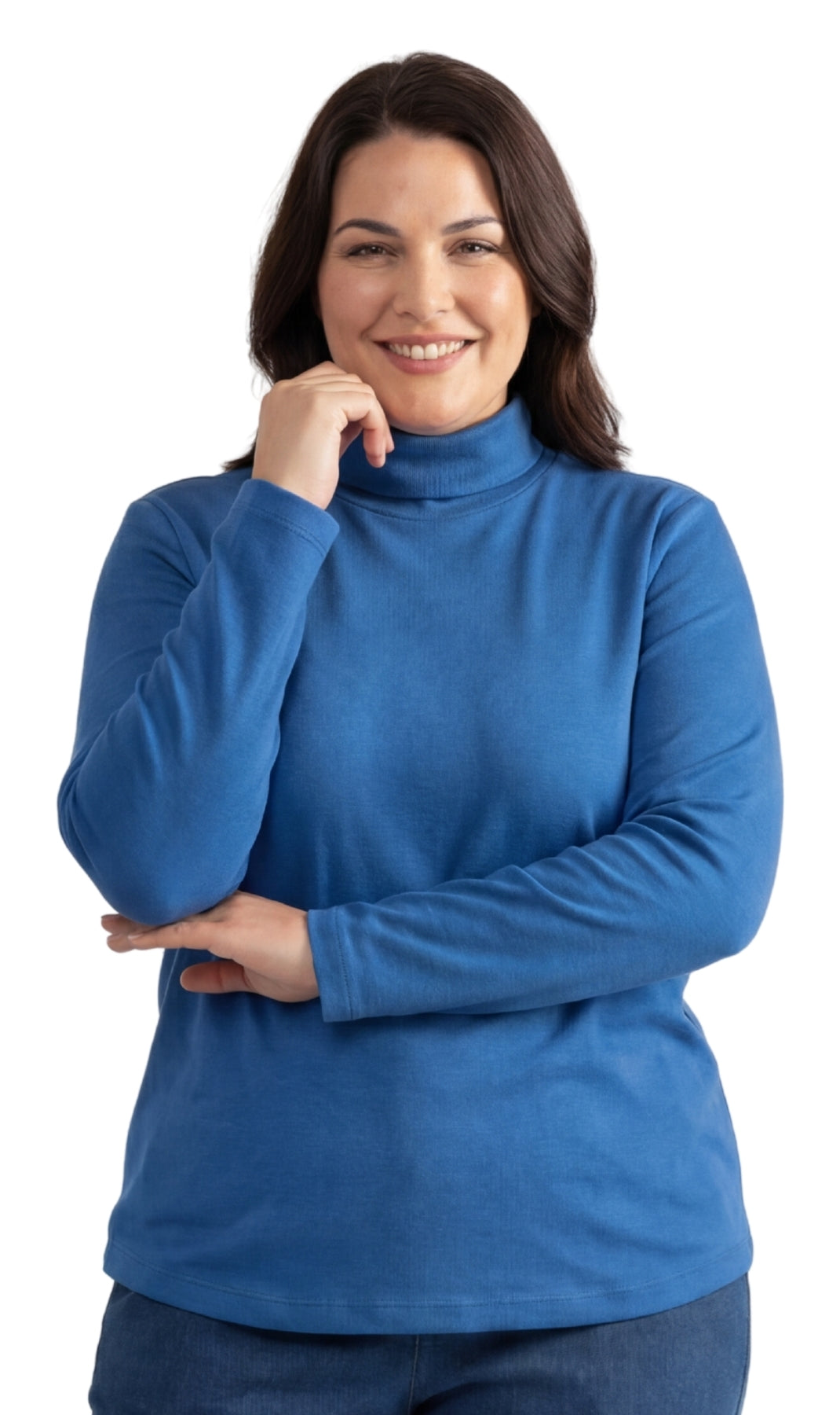 Women's Relaxed Fit Long Sleeve Ribbed Turtleneck Knit Top