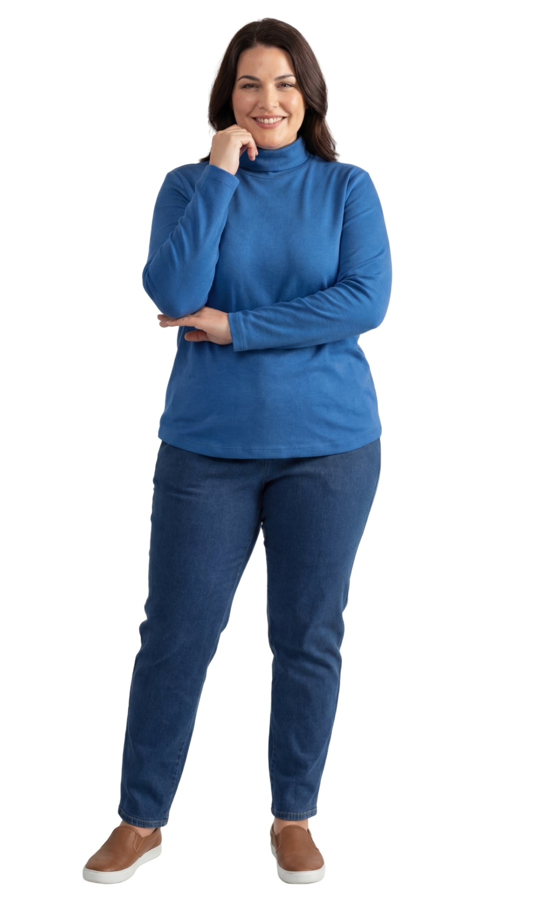 Women's Relaxed Fit Long Sleeve Ribbed Turtleneck Knit Top