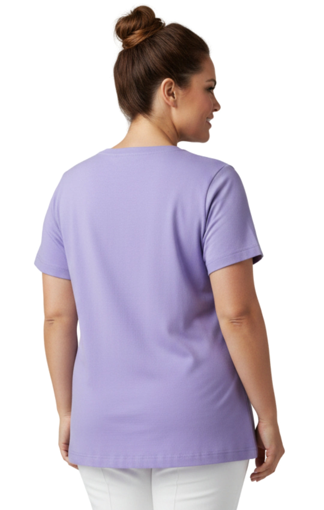 Women's Scalloped Neckline Embellished Short Sleeve Cotton Tee