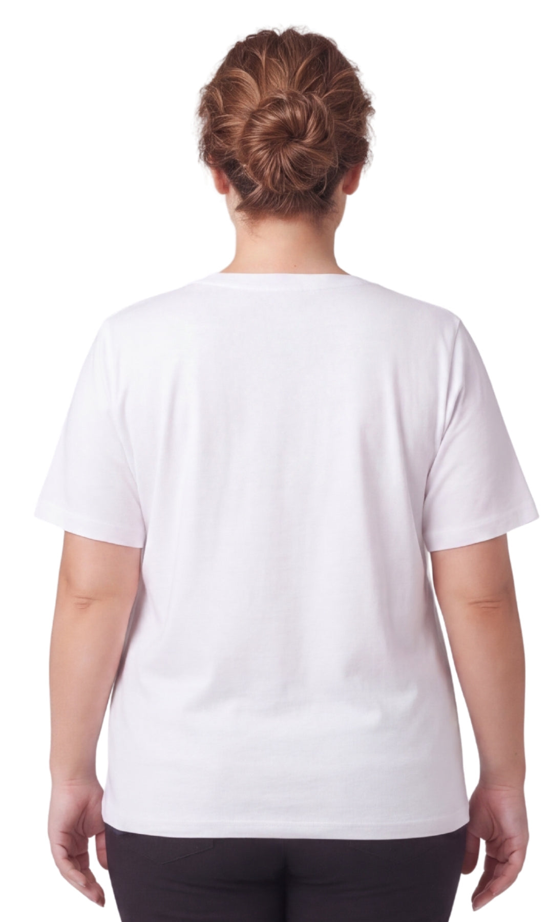 Women's Scalloped Neckline Embellished Short Sleeve Cotton Tee