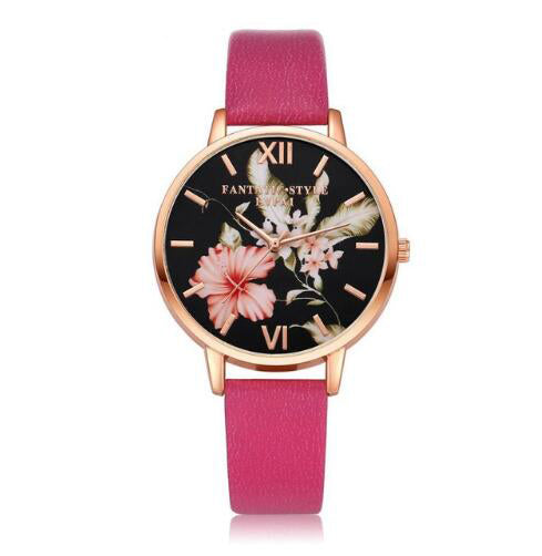 Women's Harajuku Floral Dial Quartz Watch with Leather Strap - Image 6
