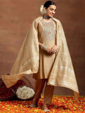 Elegant cream Chanderi silk salwar suit with intricate gota patti and embroidery for weddings
