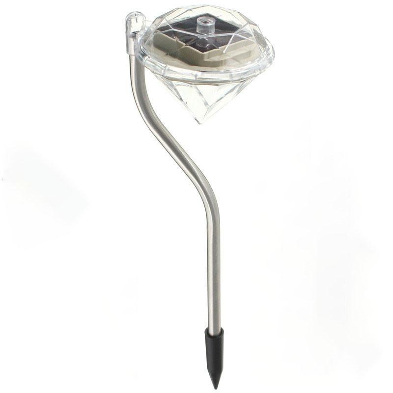 4-Pack Solar Diamond Garden Lights, Warm White & Multicolor Path Lamps