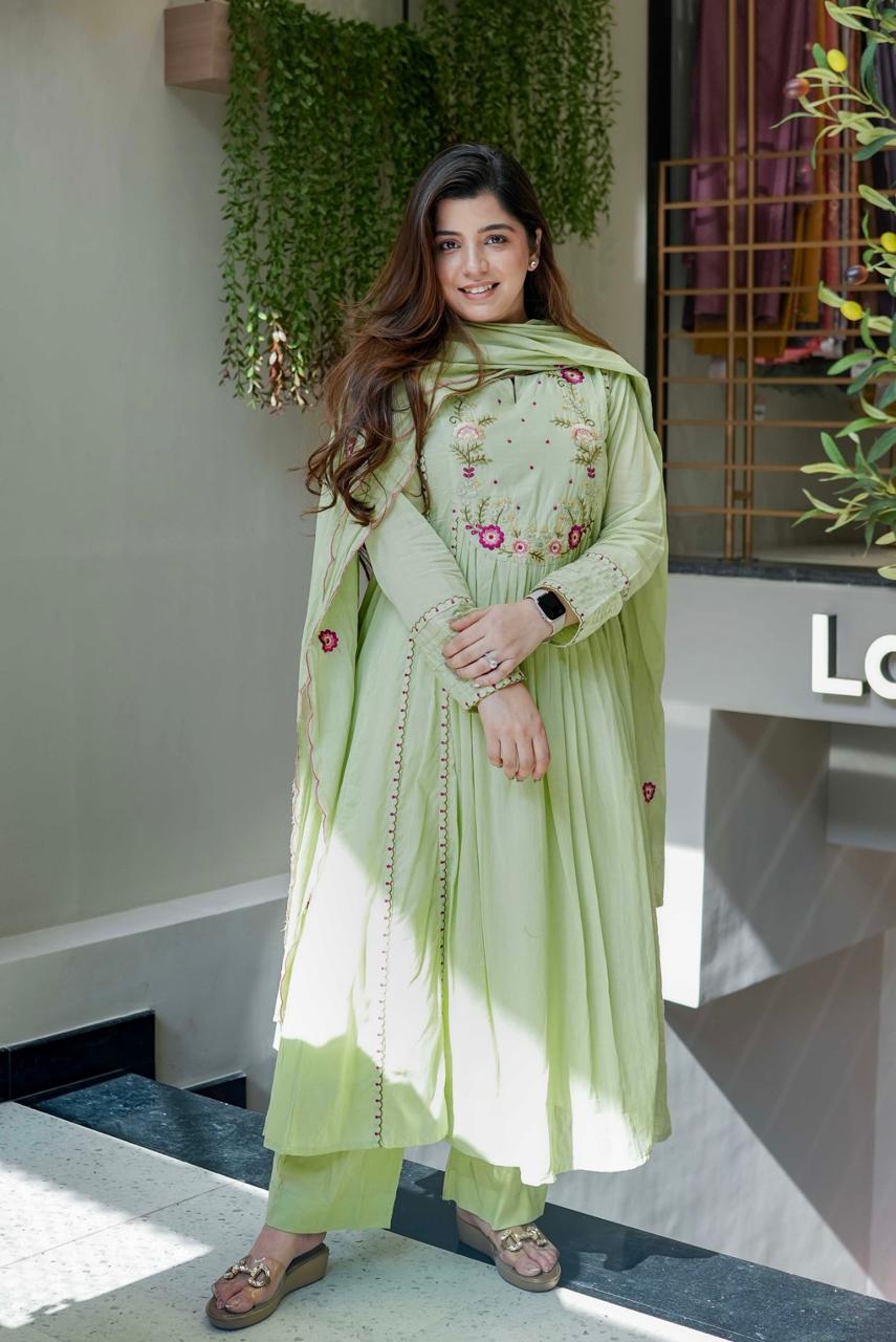 Light Green Chanderi Silk Salwar Suit with intricate gota patti and embroidery details