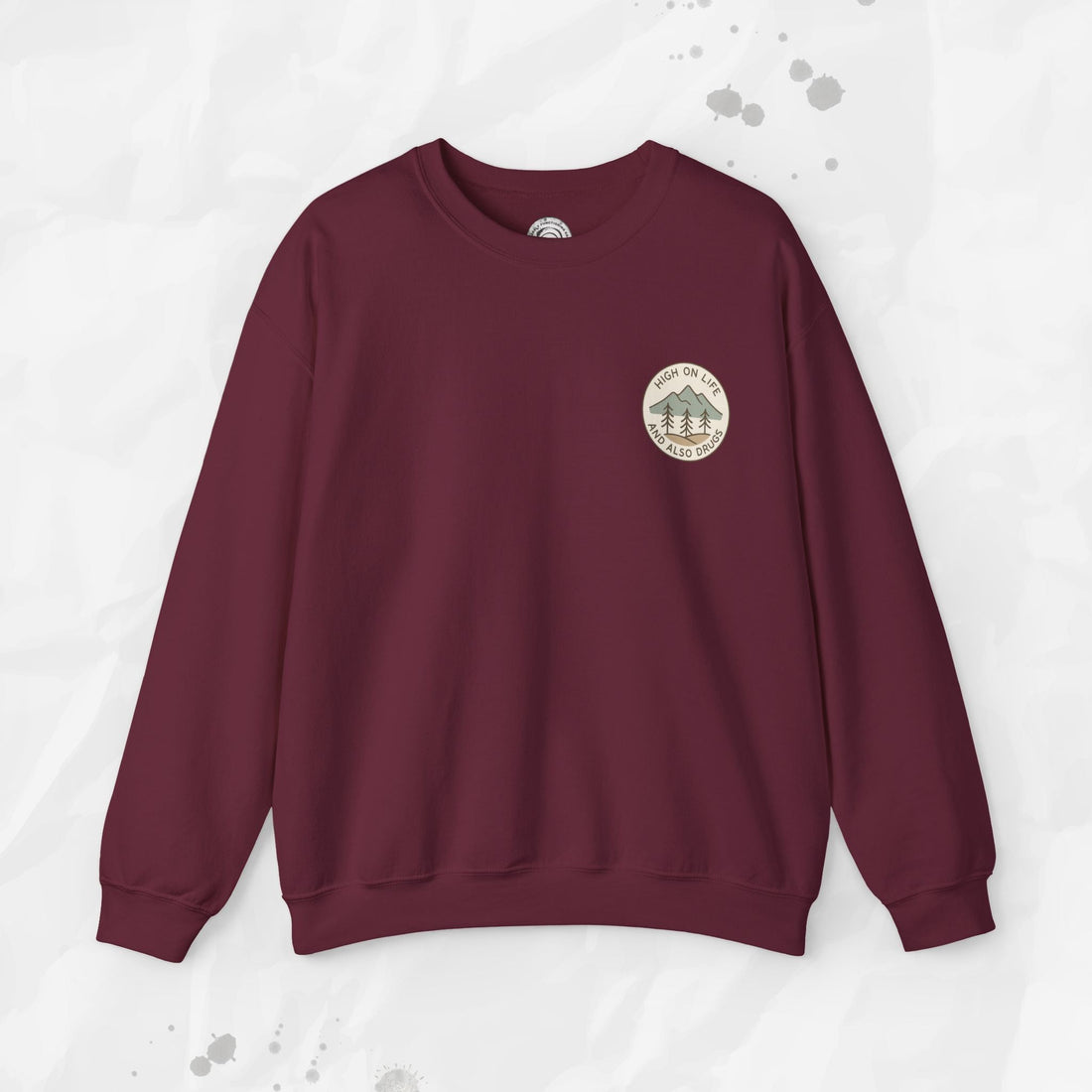 High on Life (and Also Drugs) – Crewneck Sweatshirt (Pocket Print)