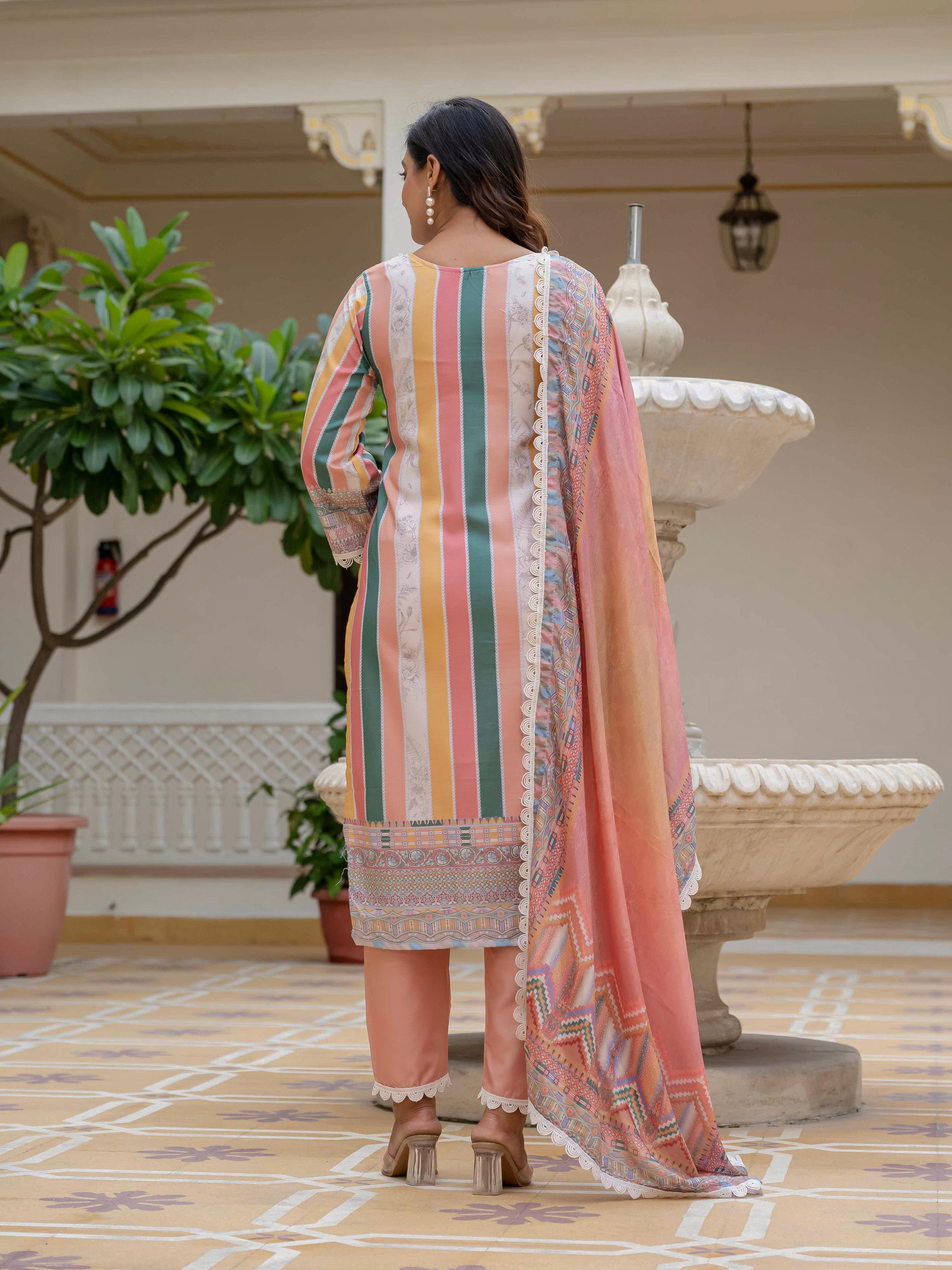 Orange Rayon Embroidered Salwar Suit for Festive Wear