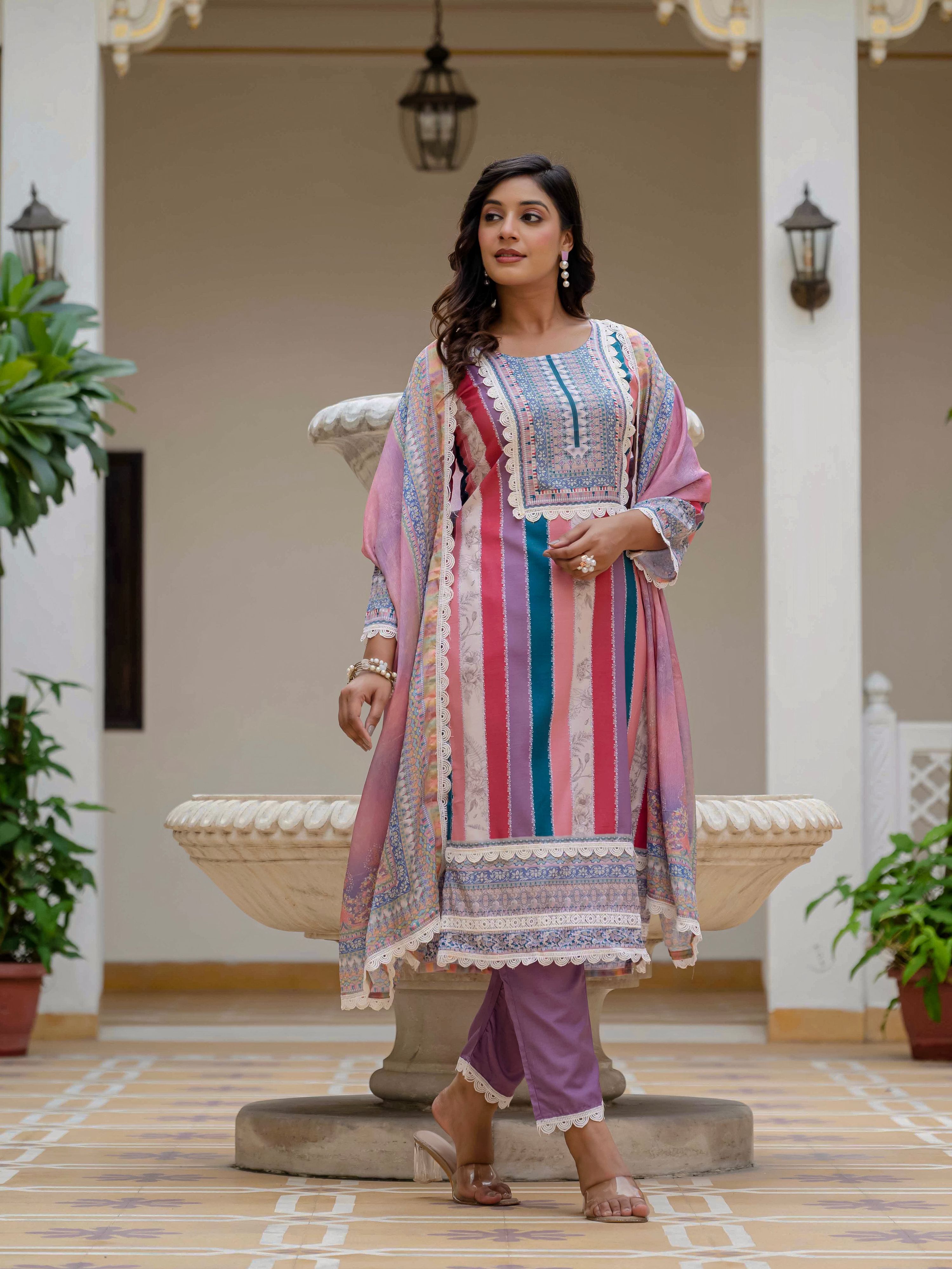 Pink Rayon Embroidered Salwar Suit for Festive Wear