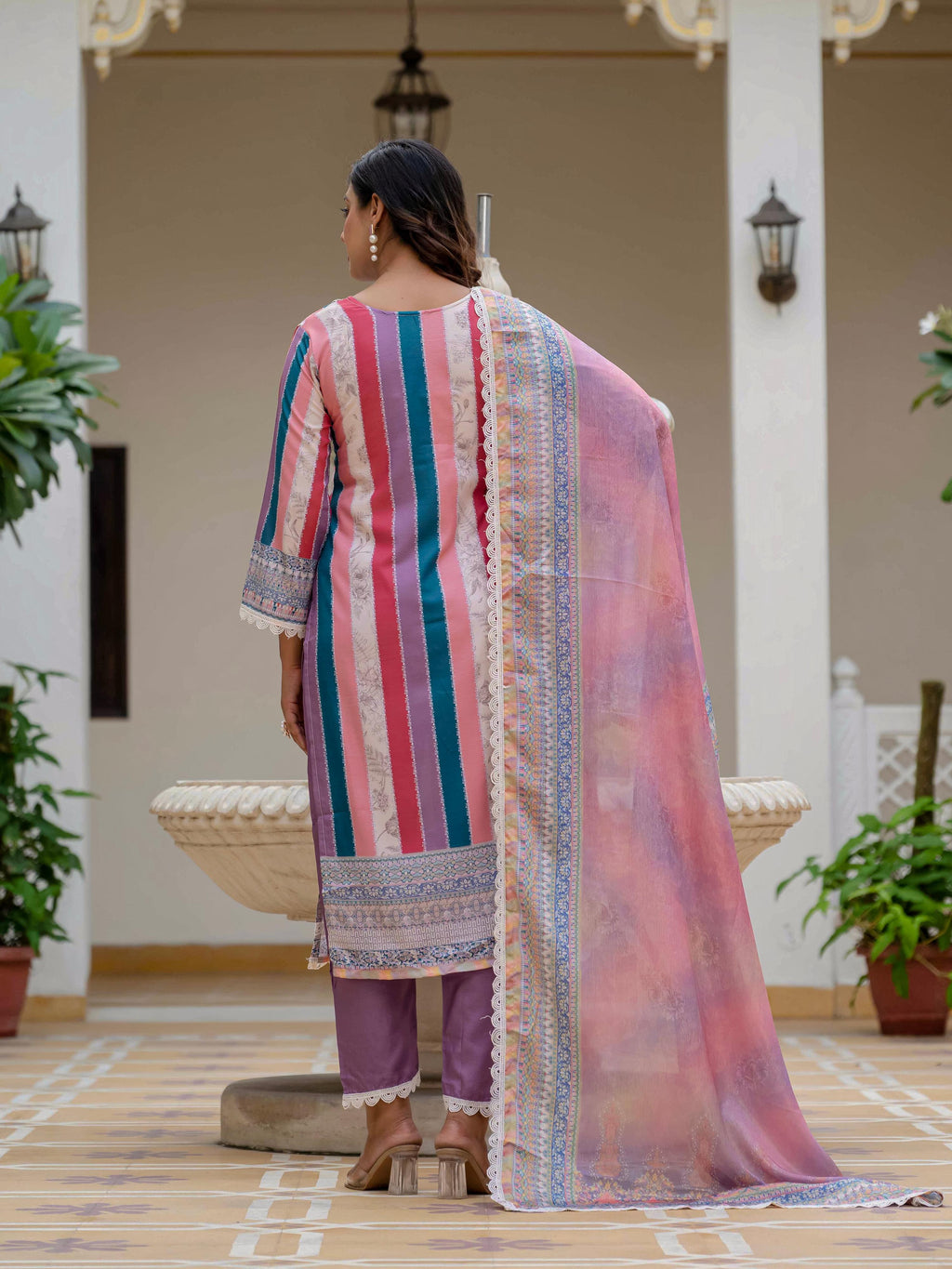 Pink Rayon Embroidered Salwar Suit for Festive Wear