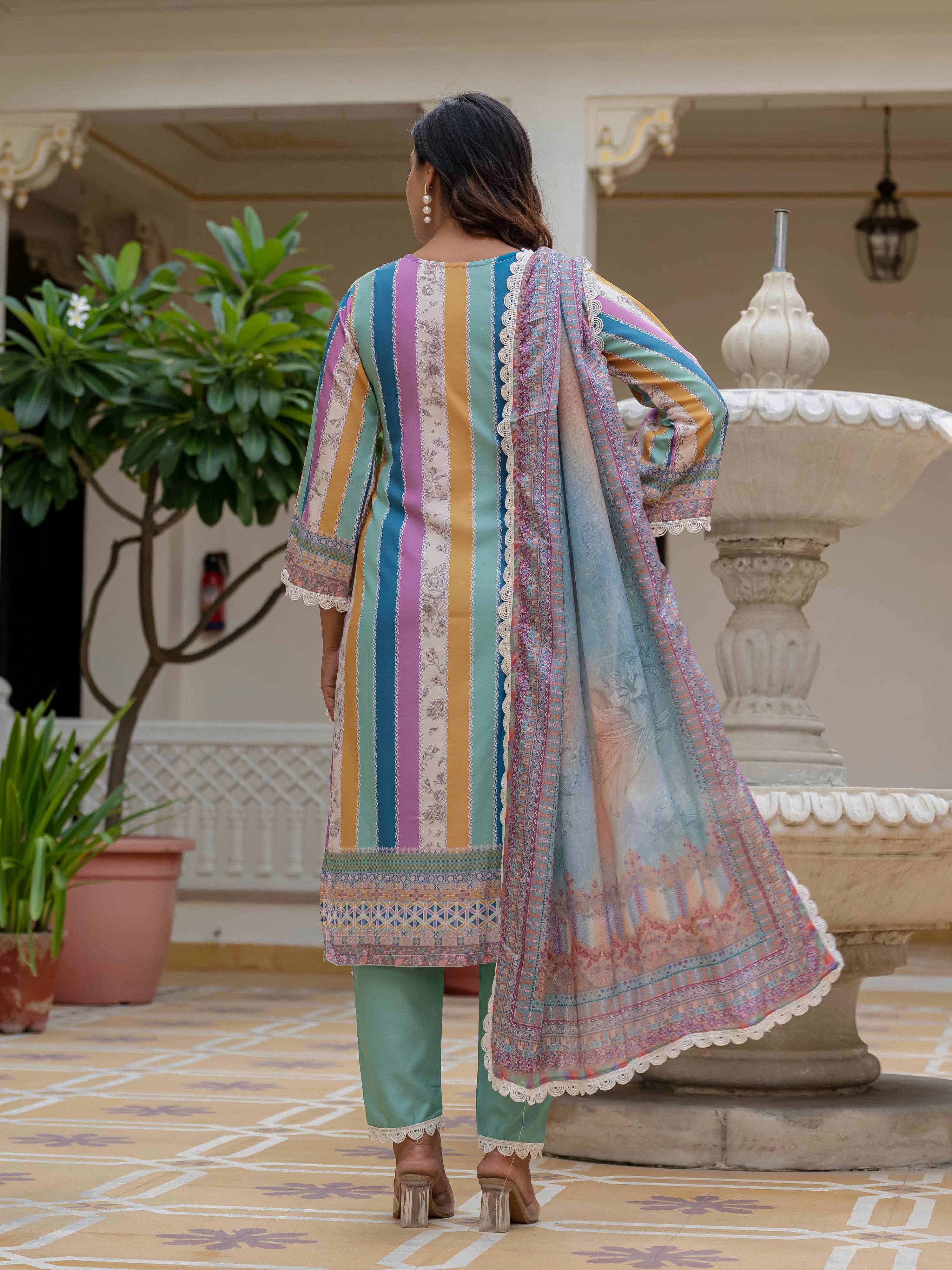 Vegaa Fashion Sky Blue Rayon Embroidered Salwar Suit