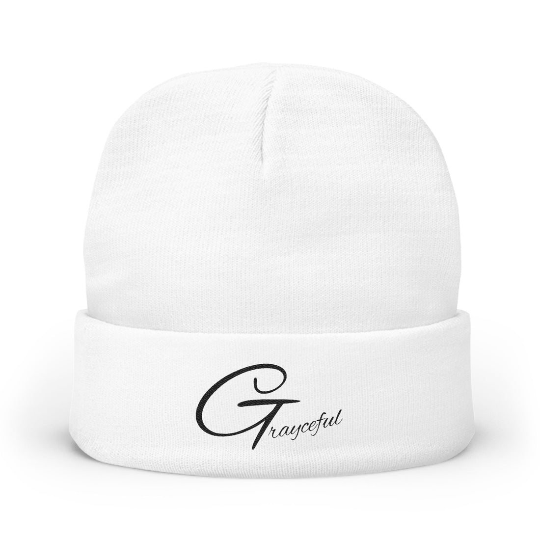 Grateful Embroidered Knit Beanie – Cozy Winter Hat for Women
