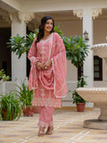 Light Pink Roman Silk Salwar Suit with intricate embroidery and gota patti