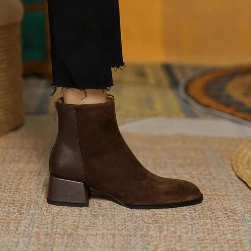 Women’s Suede Mid-Heel Martin Boots Chic Casual Ankle Boots - Image 2