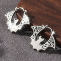 Vintage Bat Hoop Earrings Silver Tone Brass Women Gothic Halloween Party Statement Fashion Jewelry Unique
