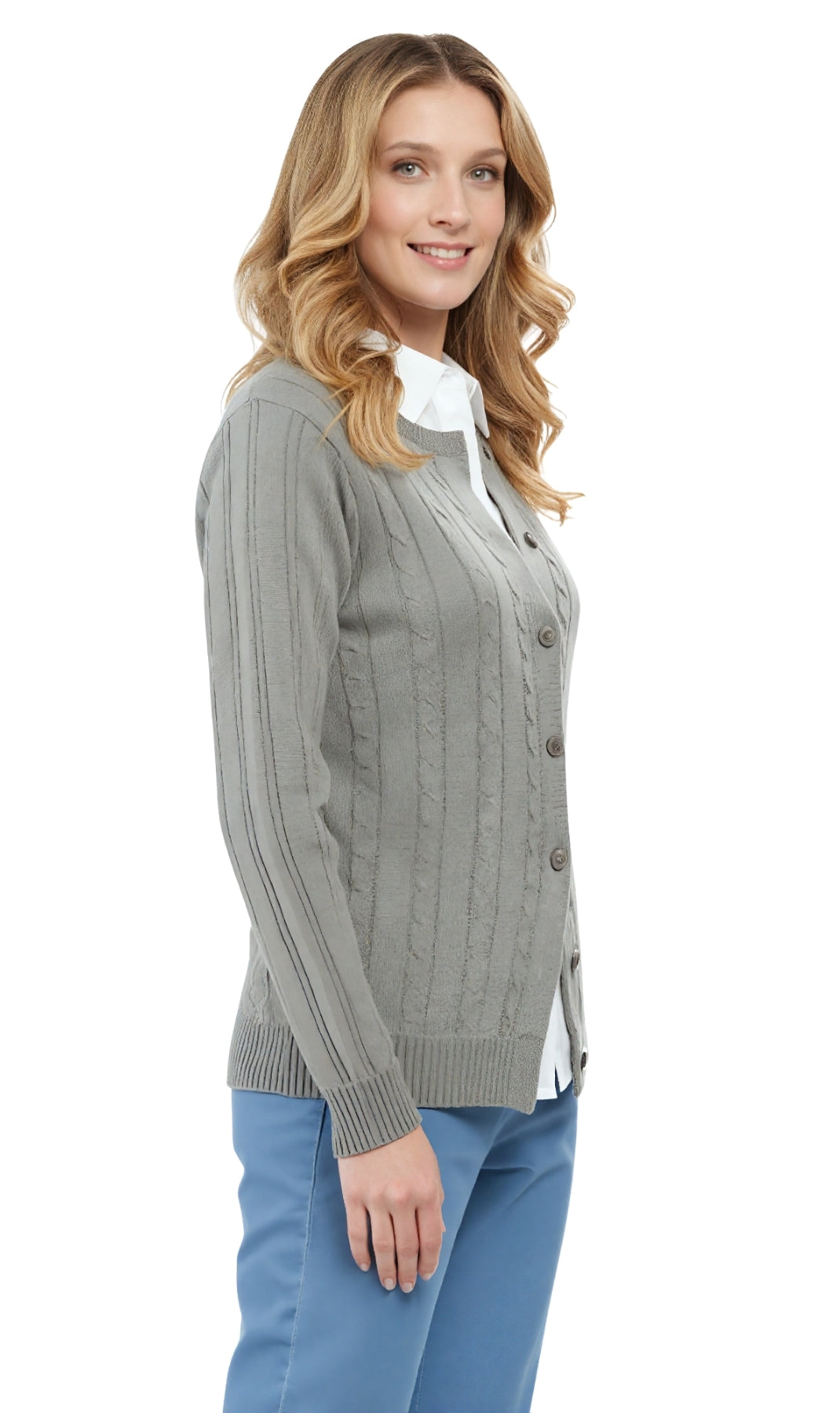Women's Classic Cable Knit Button Front Cardigan Longline