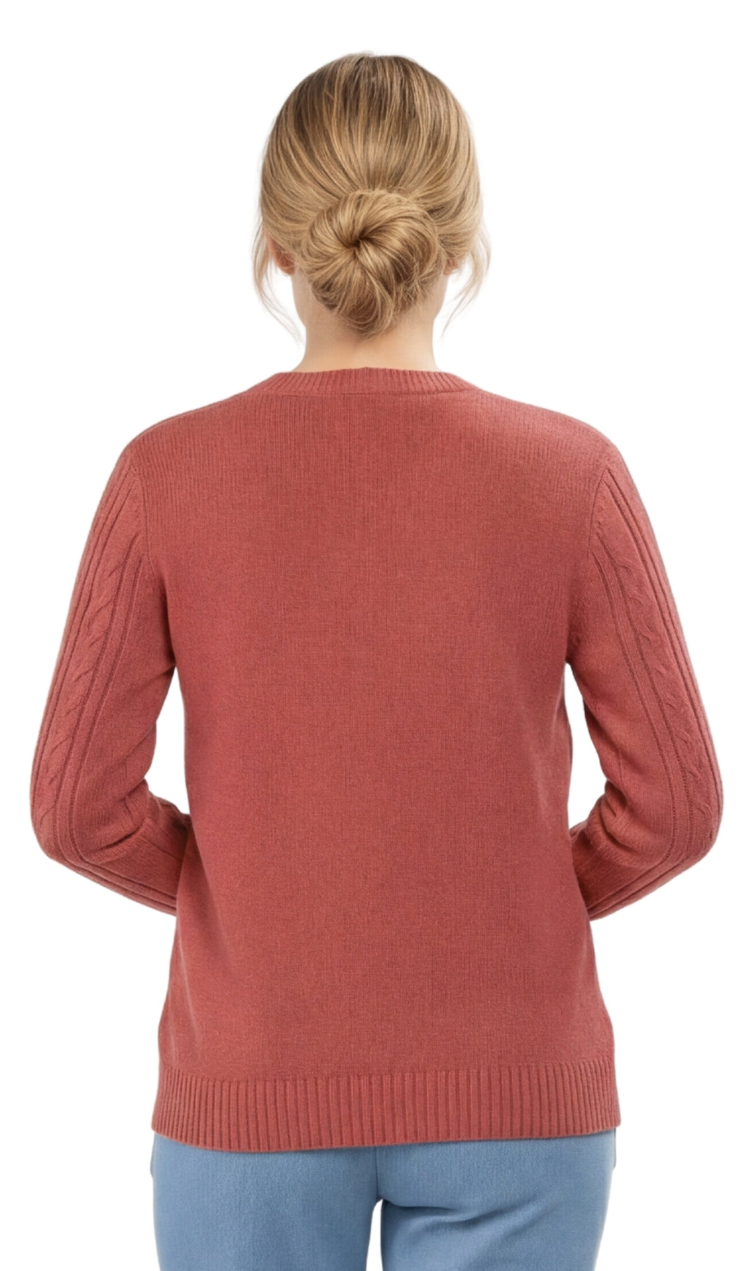 Women's Classic Cable Knit Button Front Cardigan Longline