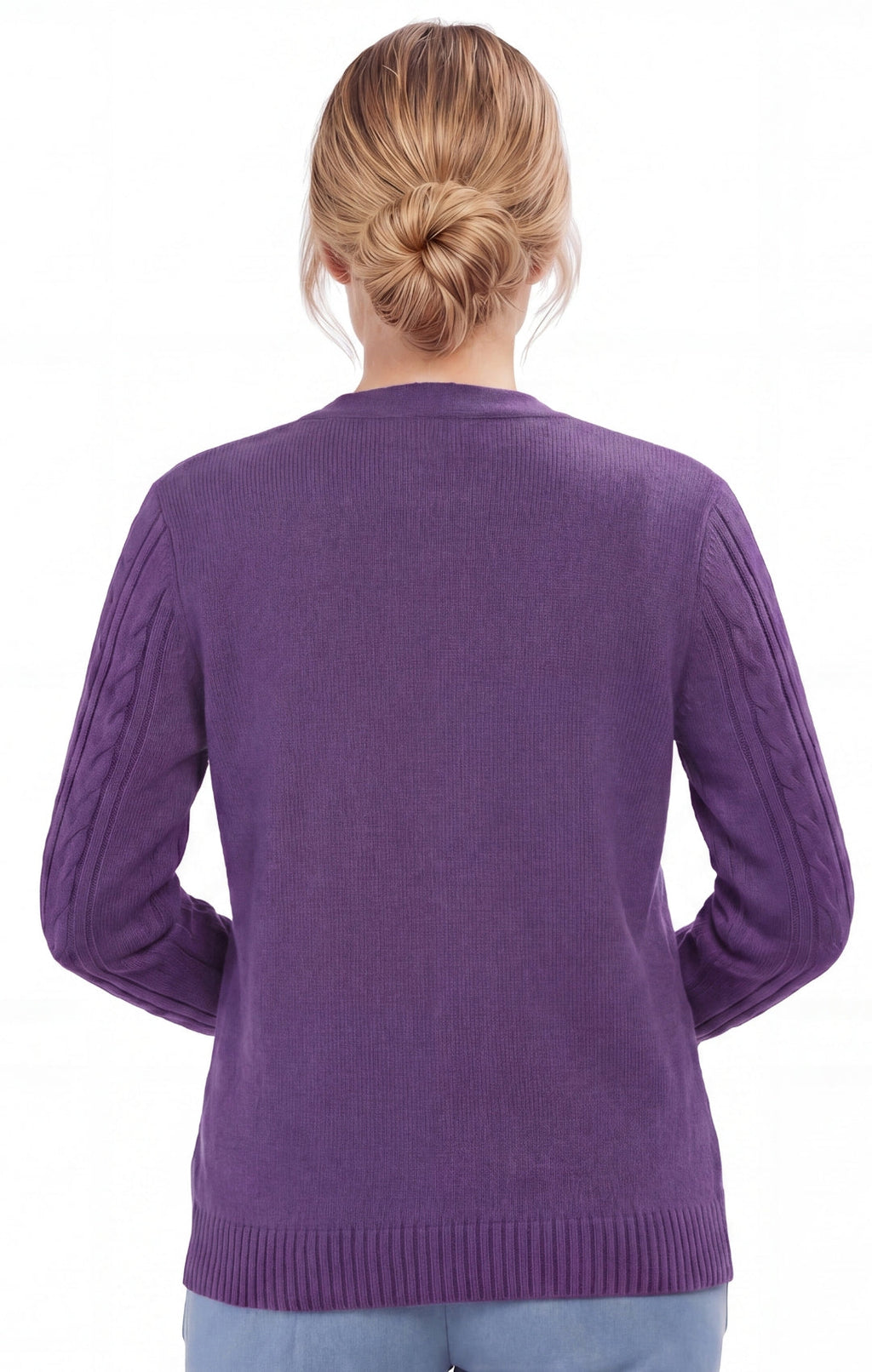 Women's Classic Cable Knit Button Front Cardigan Longline