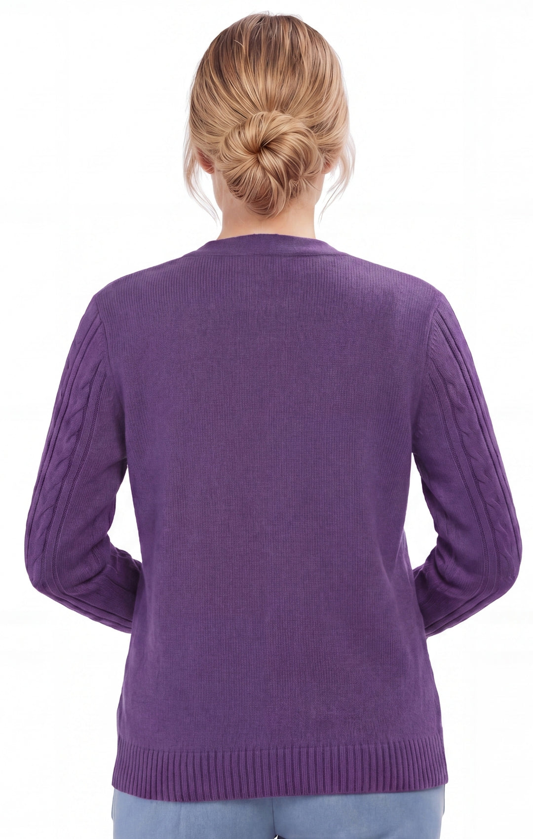 Women's Classic Cable Knit Button Front Cardigan Longline