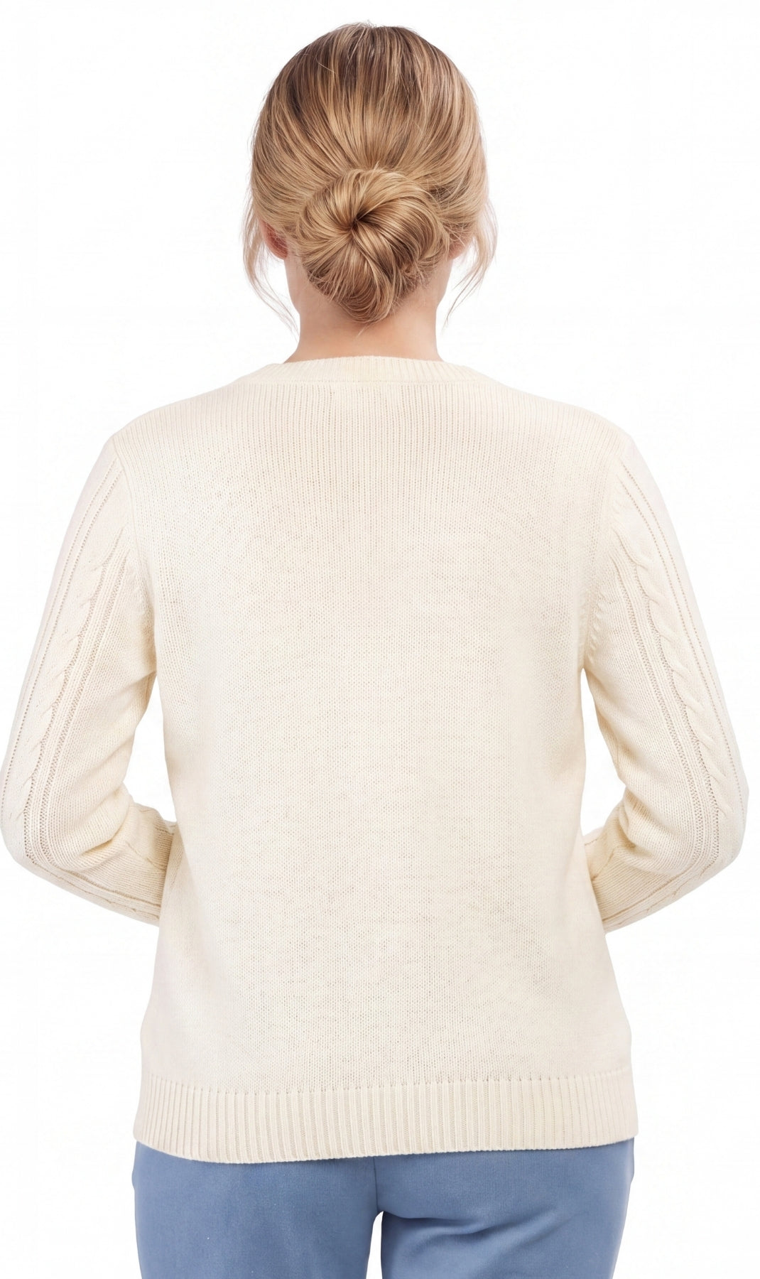 Women's Classic Cable Knit Button Front Cardigan Longline