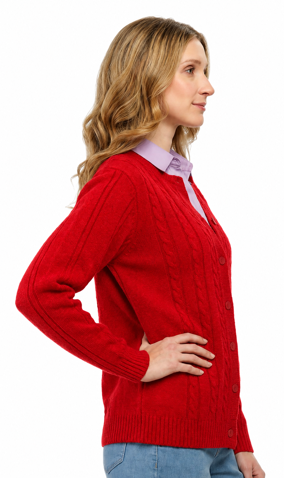 Women's Classic Cable Knit Button Front Cardigan Longline