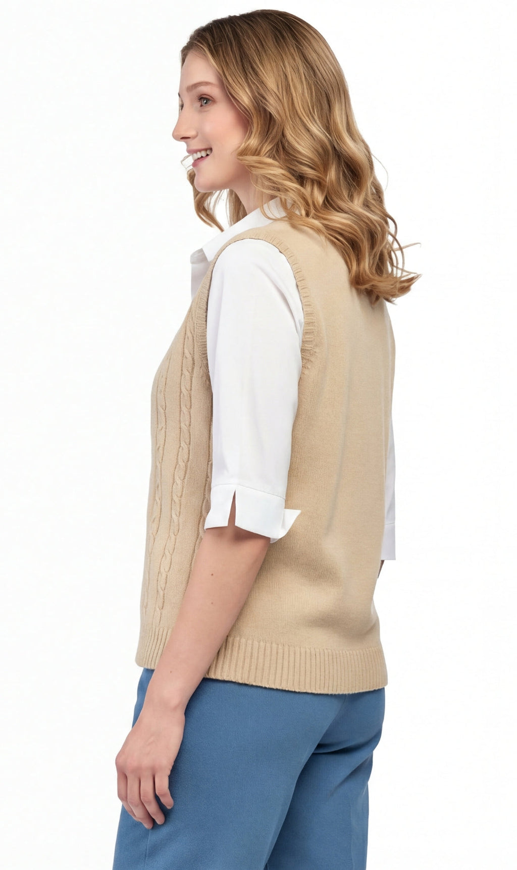 Women's Cable Knit Button Front Sweater Vest