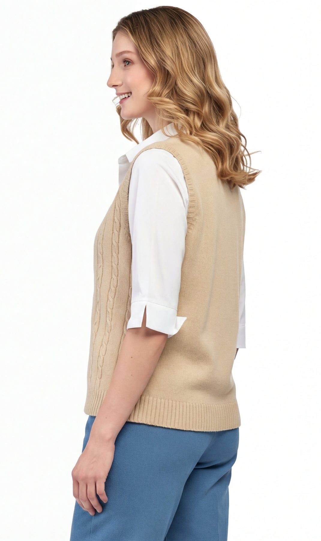 Women's Cable Knit Button Front Sweater Vest