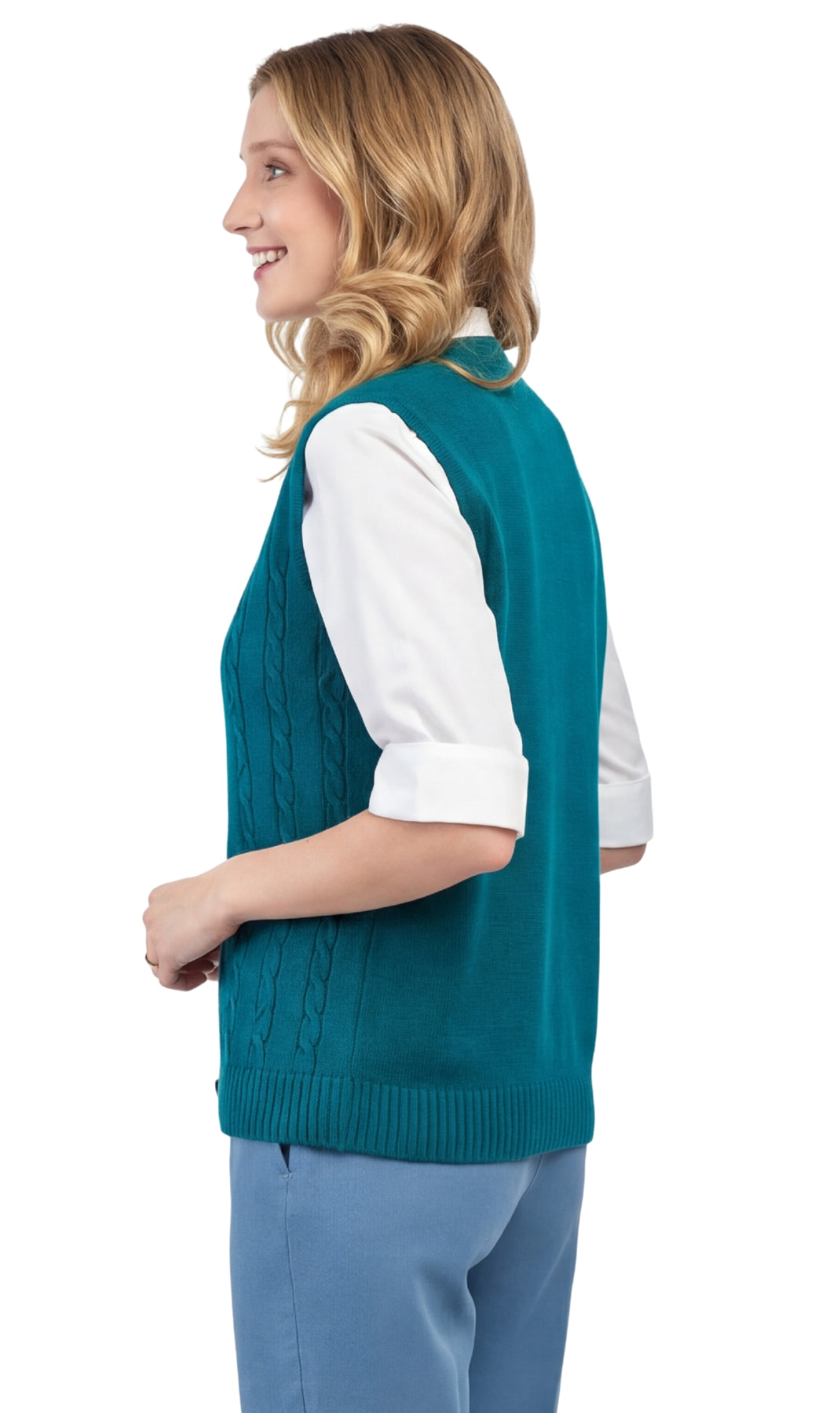 Women's Cable Knit Button Front Sweater Vest