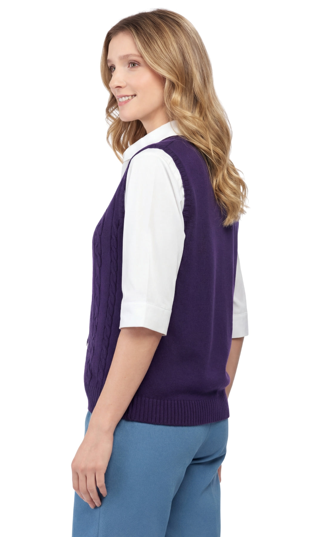 Women's Cable Knit Button Front Sweater Vest