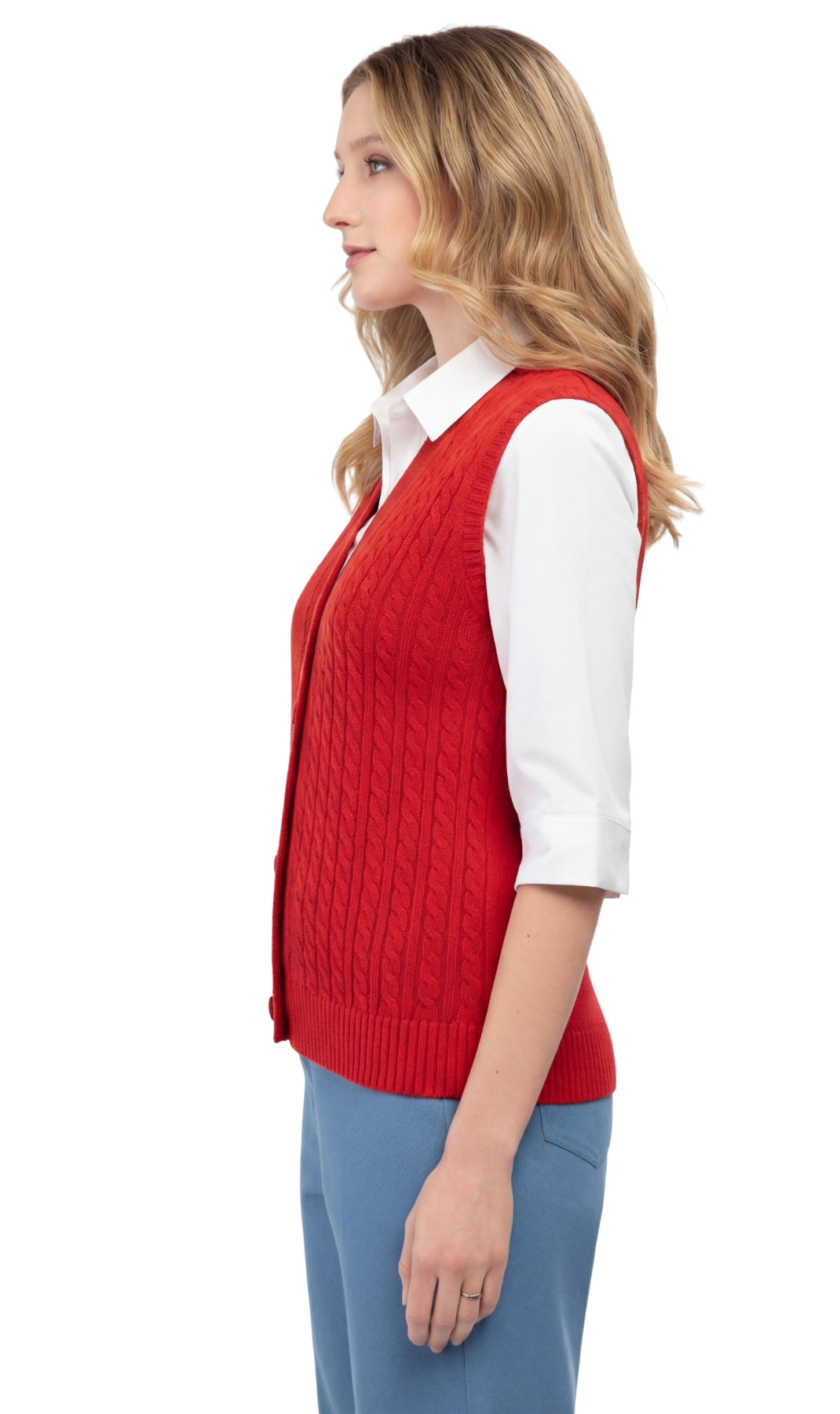 Women's Cable Knit Button Front Sweater Vest