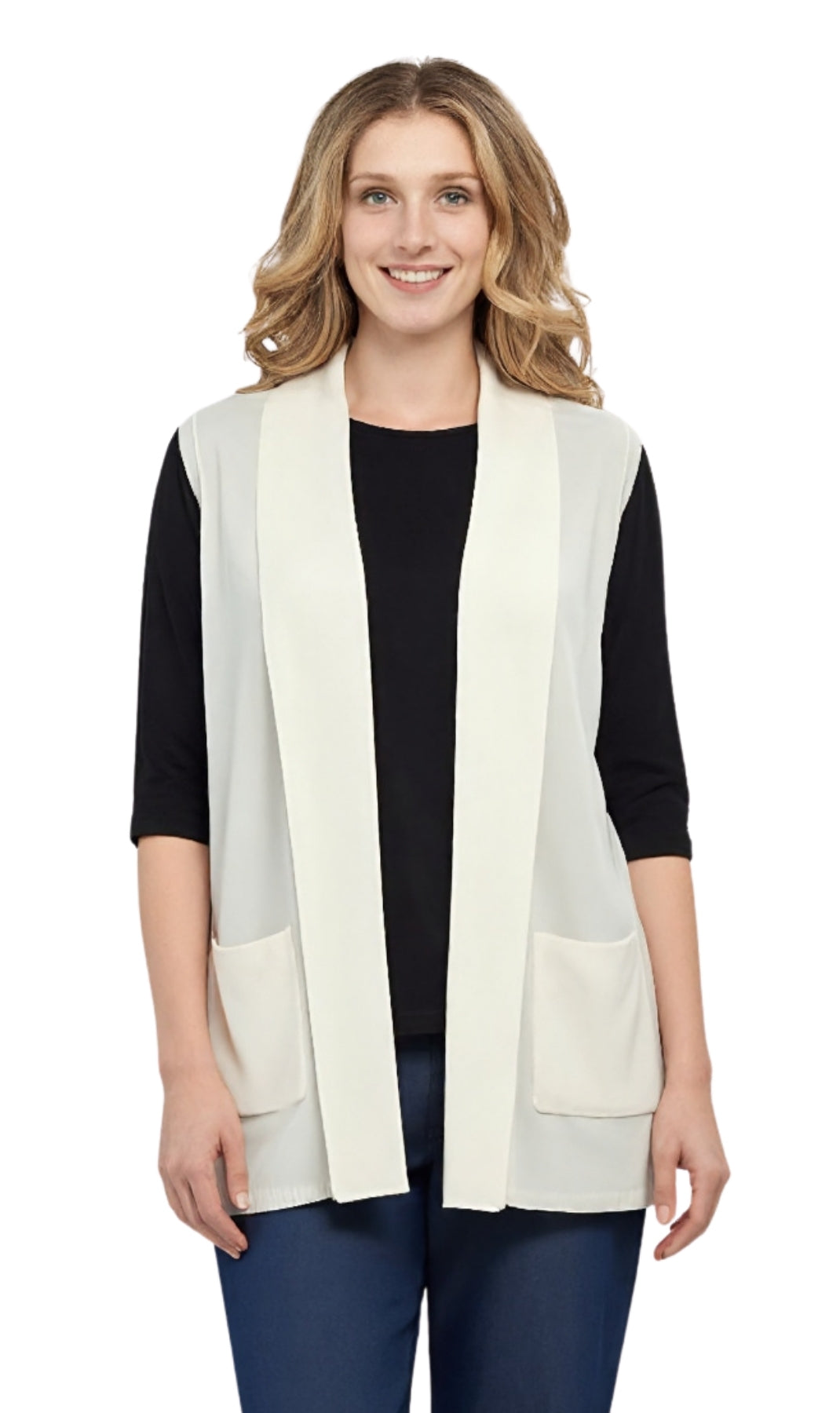 Women's Sleeveless Open Front Shawl Collar Vest Soft Knit Layer