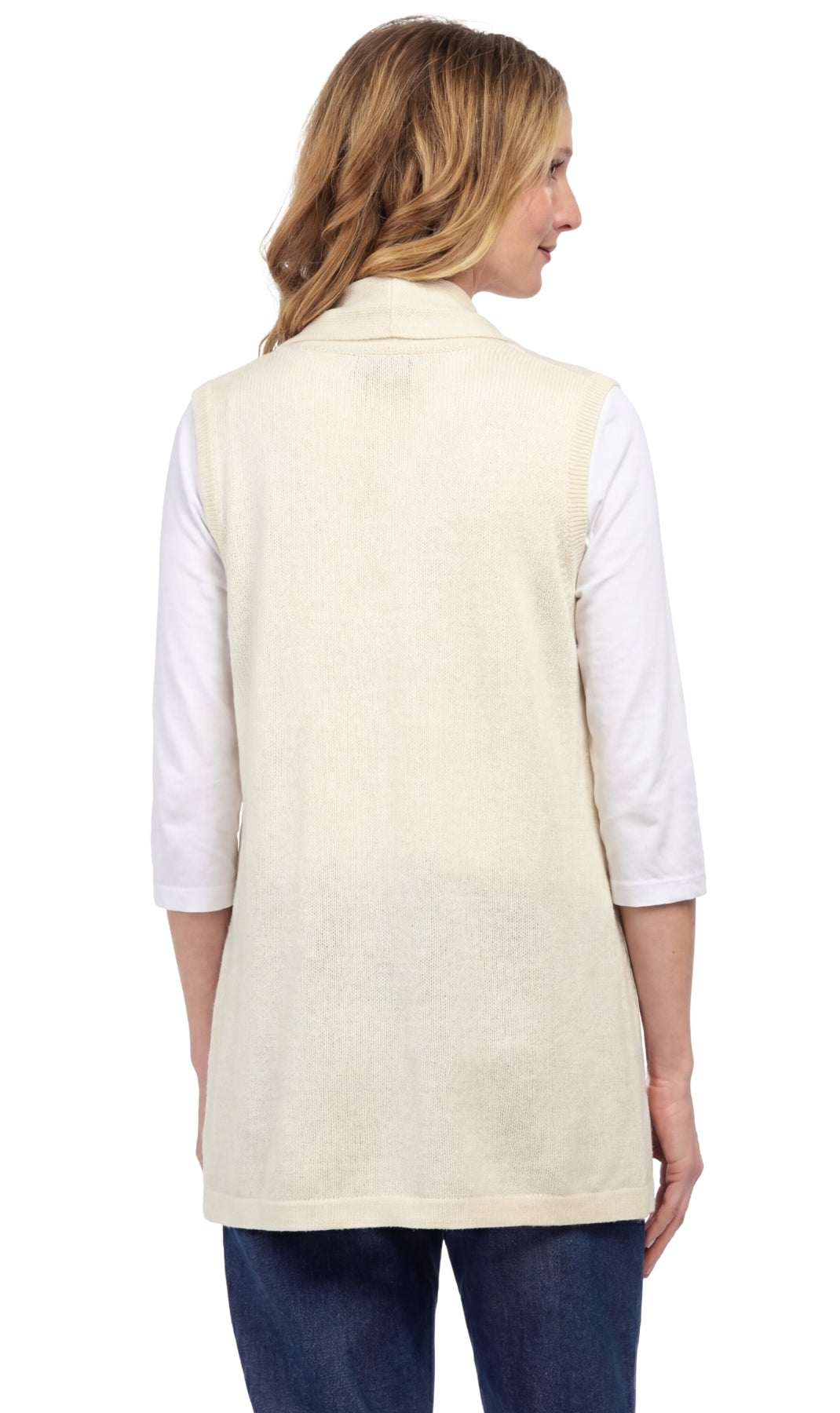 Women's Sleeveless Open Front Shawl Collar Vest Soft Knit Layer