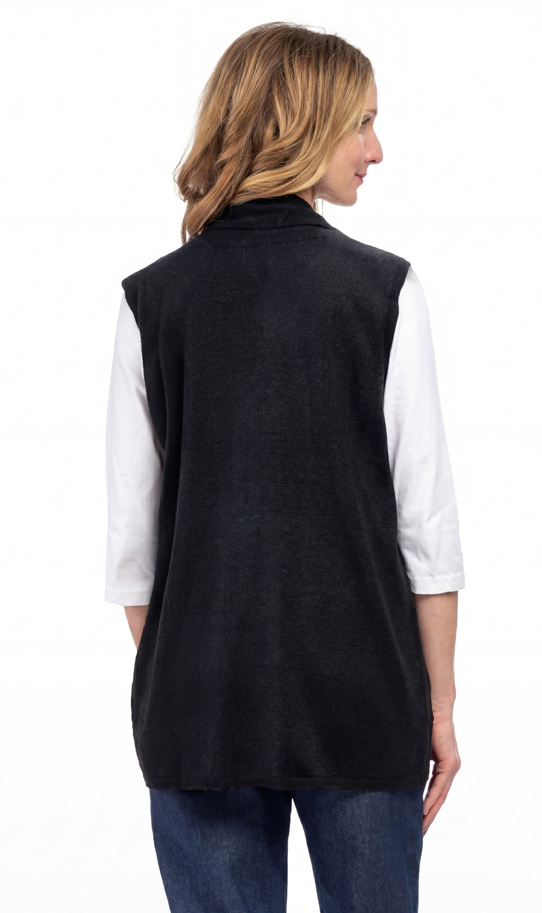 Women's Sleeveless Open Front Shawl Collar Vest Soft Knit Layer